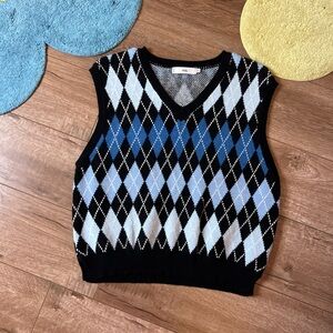 Adika Black and Blue Argyle Vest